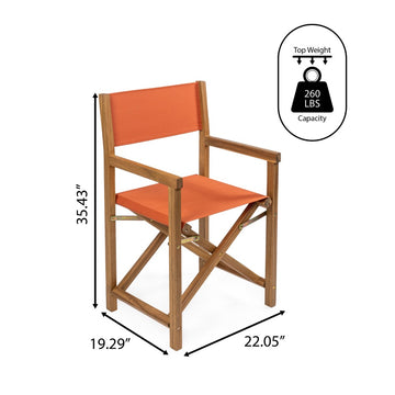 Cukor Classic Vintage Outdoor Acacia Wood Folding Director Chair with Canvas Seat - JONATHAN Y